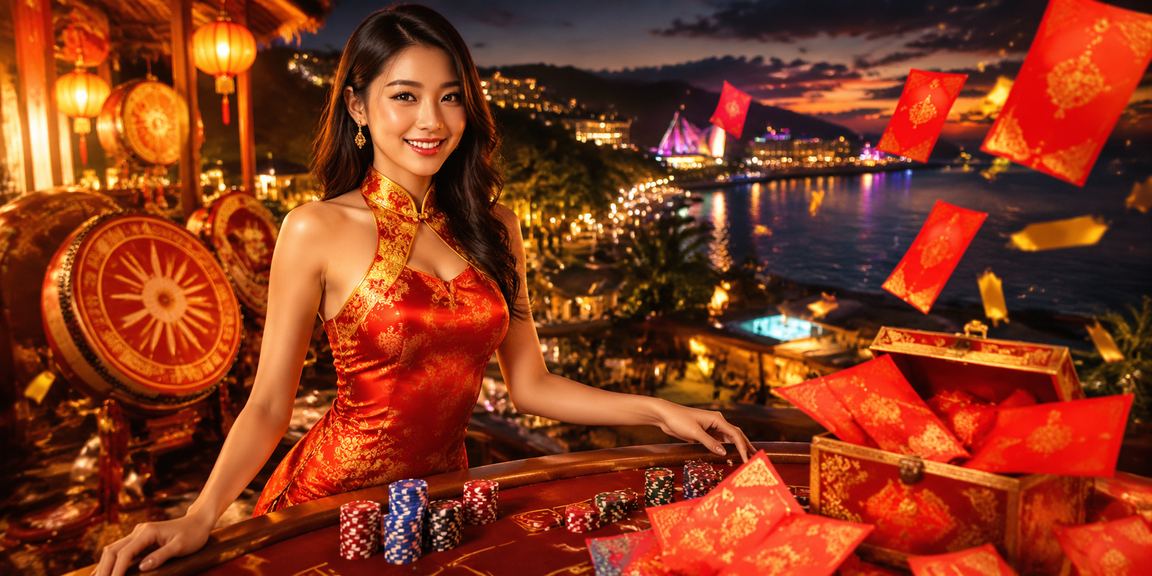 Không khí lễ hội tại Phú Quốc với bao lì xì đỏ tượng trưng cho phần thưởng VIP cao cấp